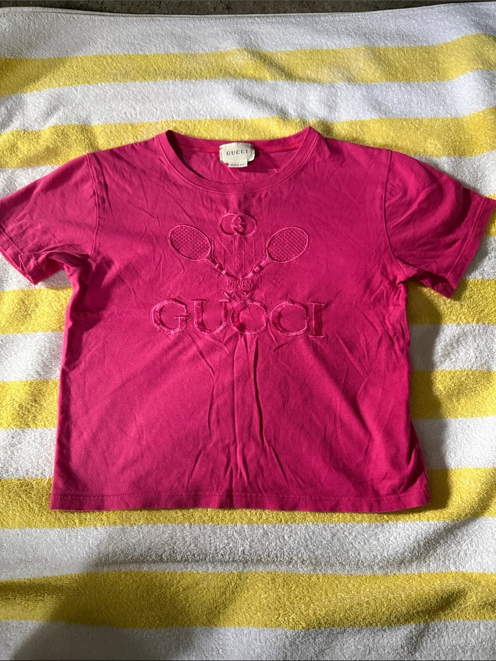 Gucci Kids Hot Pink Embroidered Logo Tee